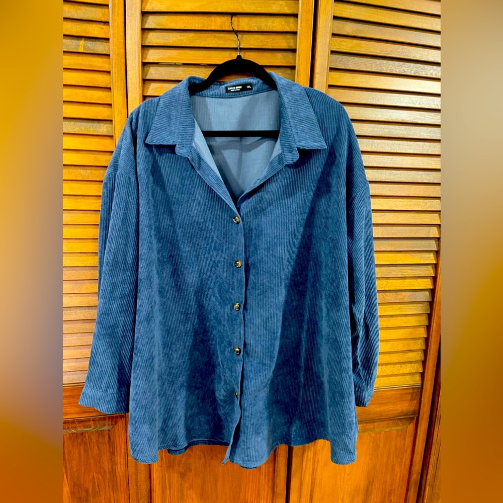 Blue corduroy long sleeve button up